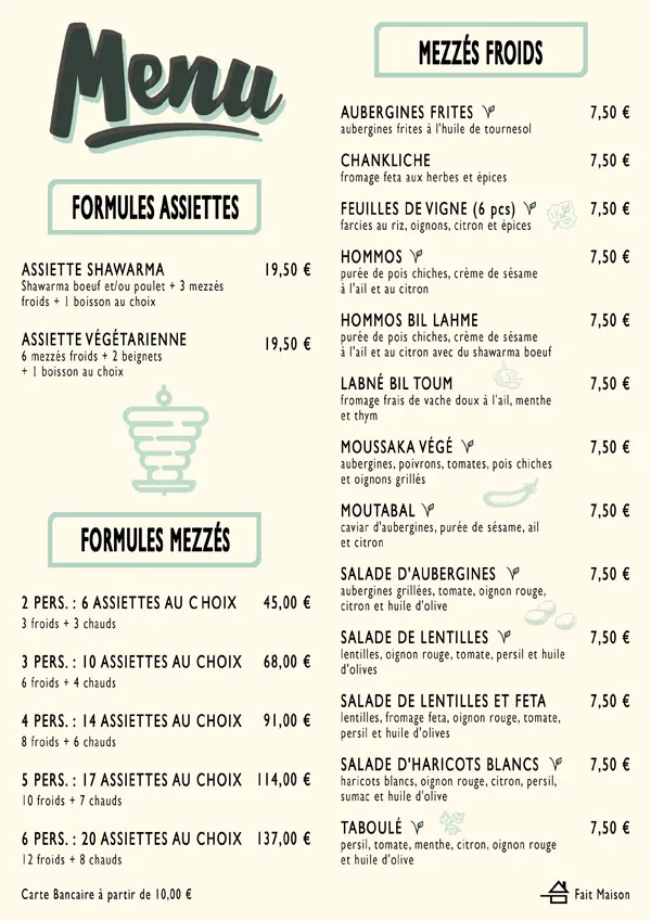 Formules & Mezzés froids