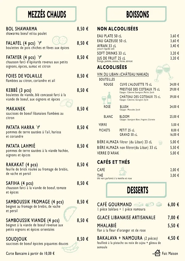 Mezzés chauds & Boissons
